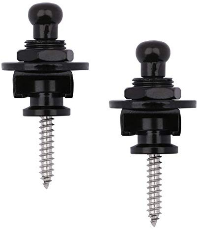 Gitarrengurtschloss, Dreokee Heavy Duty Metall Gitarre Security Straplocks Buttons Strap Retainer System Gitarrengurt Lock Set für Akustik/Bass/E-Gitarre, 2 Stück (Schwarz)
