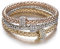 Ouran 3 pulseras elásticas para mujer, pulsera de cadena de palomitas de maíz con cuentas redondas de oro rosa y plata para regalo de amigos (3 unidades), 17,5 cm, Metal Cristal Cobre, Circonita