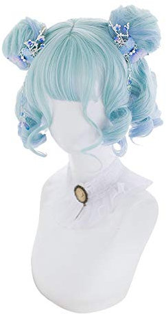 Lolita Perücke-Gradient kurze lockige runde Gesicht Perücke für Frauen Cosplay Party Daily Use - 26cm MUTSALAK