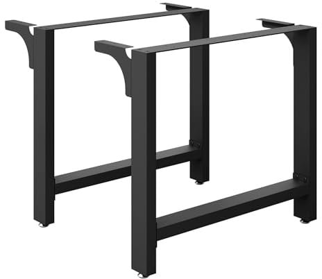 Wiltec Tischbeine aus Stahl 2er Set 80x72cm Vierkantrohre in schwarz pulverbeschichtet Tischkufen Tischgestell Tischuntergestell