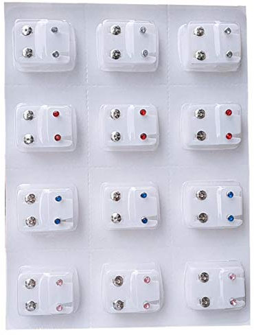 Aisoway 1 Box Pierced Stud Earrings Mixed Colors Ear Studs for Piercing Gun Decorations for Female Replacement Earring