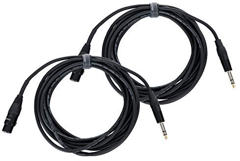Pronomic JSXF-5 Audiokabel Patchkabel 2er Set - symmetrische Adapterkabel - XLR female auf 6,3mm Stereo-Klinke - Länge 5 m - für Mischpult, PA und Effektgeräte - schwarz