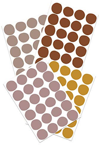 Yabaduu Tupfen Set Wandtattoo 4 Farben auf 4 Din A4 Bögen insgesamt 96 Aufkleber Punkte Dekor für Kinderzimmer Babyzimmer Dekor Selbstklebend (Y043-02 Erdtöne)