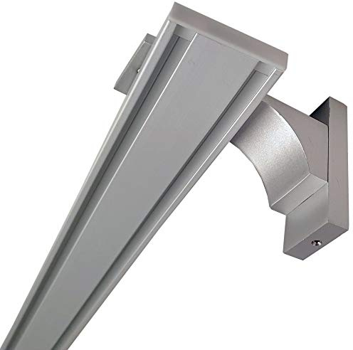 Vorhangschiene Aluminium (inkl. Wandträger) - Silber 2 Lauf 360cm (3x120cm) - Flache Gardinenschiene (7mm) - inkl. Vorhanggleiter