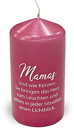 KATINGA Kerze für Mama - ein besonderes Geschenk zu Muttertag 13cm (fuchsia - Mama Text)