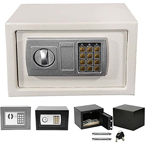 Safe Digitaler Elektronischer Tresor Sicherheitskasten Feuerfester und wasserdichter Sicherheitsschrank mit PIN-Code und Schlüssel Wandtresor Für Schmuck Bargeld, 23x17x17cm (Grau)