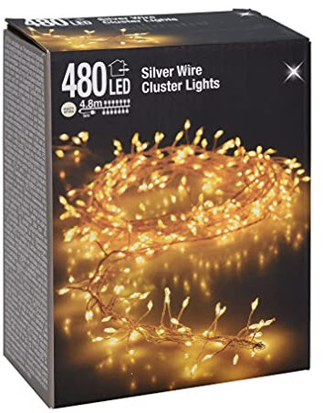 Spetebo Cluster Micro Lichterkette 480 LED warmweiß - 480 cm - Büschel Leuchtdraht Drahtlichterkette mit Netzteil für Innen und Außen