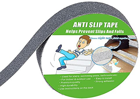 Yorwe Anti Slip Tape, High Traction, Strong Grip Abrasive, Not Easy Leaving Adhesive Residue, Indoor & Outdoor (25MM Width x 5M Long, Gray)
