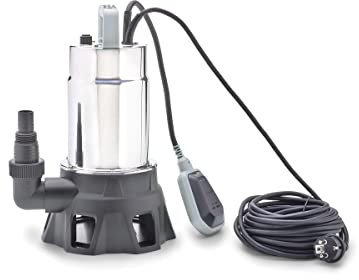 Pontec 87058 PondoDrain Mud 10000 - grausilberne Entwässerungspumpe für Baustellen, Teiche oder Keller / Korngröße: 25 mm / 400 W-Leistung / 230 V