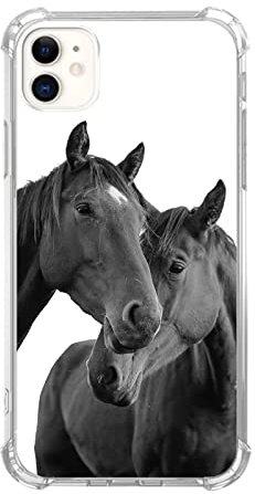 Horse Lovers Phone Case for iPhone 11, Cool Black Horse Animals Case Compatible with iPhone 11 for Girls Boys Women Men, Unique Trendy TPU Bumper Cover Case