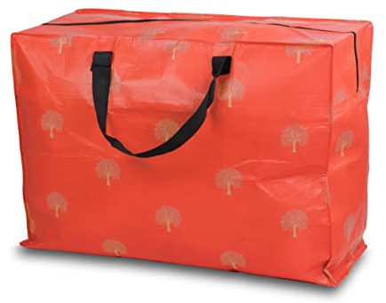 2x Enormous Jumbo XL Clothing Toys Home Laundry Storage Bag Made From Recycled Material. Really Big Extra Deep Massive Red Tree Pattern Sorti Bag. 127 Litres. 54 x 74 x 32 cm (2 pieces)