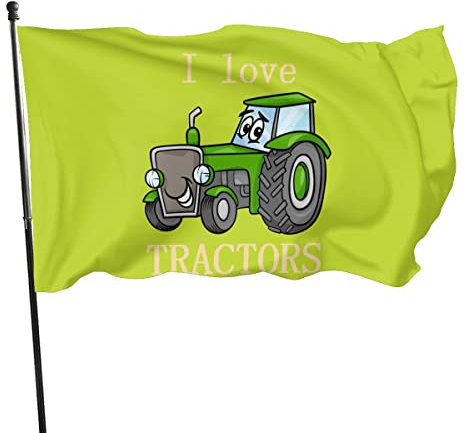 90 x 150 cm, dekorative Hausflagge, Hof-Banner, I Love Traktors, Flagge, Druck, Gartenflagge, hängende Flagge, Dekoration