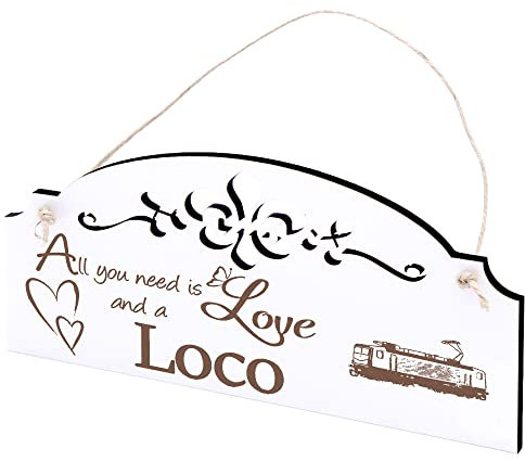 Schild Lok Deko 20x10cm - All you need is Love and a Loco - Holz Wanddeko Dekoration Wand