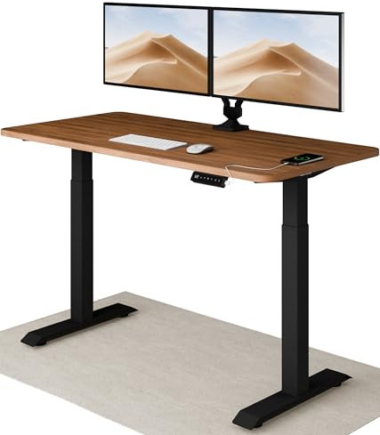 Desktronic Bureau Assis Debout Électrique 140x70cm - Bureau Réglable en Hauteur à Moteurs Électriques Doubles - Commande Tactile - USB - Mémoire - Plateau Bois Européen - Table Assis-Debout