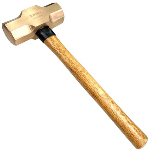 WEDO Non-Sparking Sledge Hammer with Wooden Handle, Spark-free Safety Demolition Hammer, Beryllium Copper, DIN Standard, BAM & FM Certificate, Head 4lb, 15.7” Length