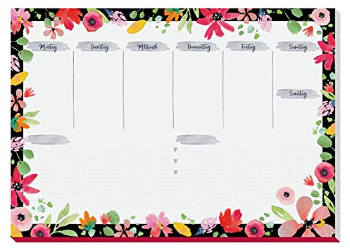 SIGEL JS100 Papier-Schreibtischunterlage zum Abreißen, Wochenplaner A3, 30 Blatt, vegan, aus nachhaltig hergestelltem Papier, Jolie Flower Love