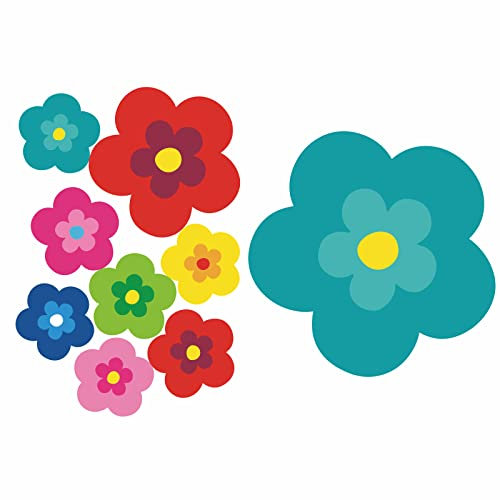tradercat pril Blumen Sticker I autoaufkleber Blumen 9 Stück als Set I Retro Aufkleber für Jede Glatte Oberfläche, ideal für Ihr Auto I prilblumen Aufkleber (Türkis)