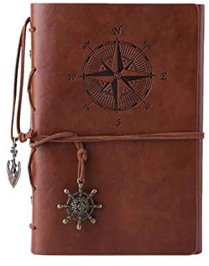 YKKJ Leather Notebook, A6 Journal Notebook, Blank Pages Vintage Travel Diary, Refillable Sketchbook, for Men Women(Brown)