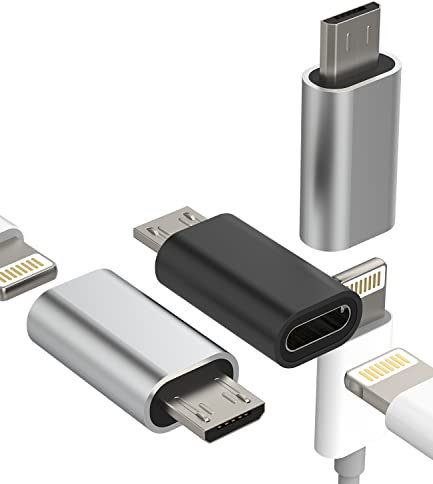 Set di adattatori da Lightning a micro USB maschio (3 confezioni), caricabatterie per iPhone a jack Android, cavo di alimentazione, accessori per Samsung Galaxy S5 S6 S7 Edge, Huawei Google Xiaomi Ps4