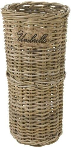 HoitoDeals 1Pcs Rattan Wicker Weave Umbrella Stand Brolly Storage Basket Holder Bin Rack Stand