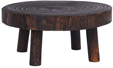 FIYSON Tabouret De Pot De Fleur, Tabouret Rond En Bois, Support De Plante D'intérieur, Massif Support De Pot De Fleur Pour Pots De Fleurs Et Plantes Succulentes Pour Intérieur Extérieur (S)