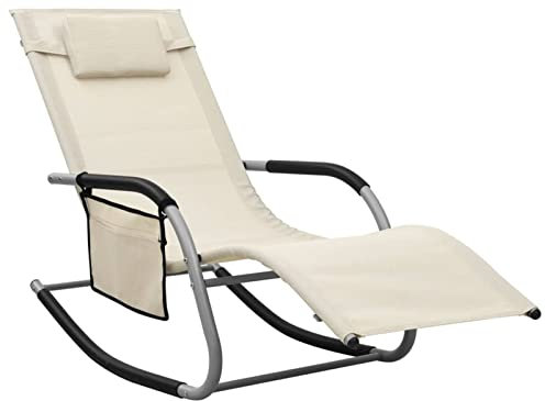 ZEYUAN Sonnenliege, Gartenliege, Liegestuhl, Sonnenstuhl, Sonneninsel Outdoor, Liegen, Gartenmöbel, Bäderliege, Relaxliege, Textilene Creme und Grau