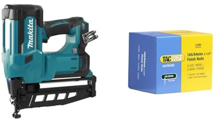 Makita DBN600Z Akku-Stauchkopfnagler 64 mm 18 V (ohne Akku, ohne Ladegerät) & Tacwise 0301 Typ 16G/64 mm Nägel, 2.500 Stück