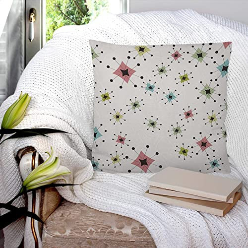 Cushion Covers 45x45 cm, Polyester Square Throw Pillow Cases,Retro Vintage Stars Pattern of Boomerangs, Cushion Cover for Sofa Couch Bedroom with Invisible Zipper, 18x18 Inches