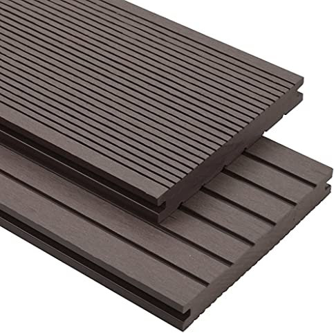 INLIFE WPC Massive Terrassendielen mit Zubehör 10 m² 2,2m Dunkelbraun,259.2kg,275681
