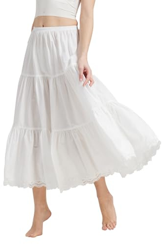 BEAUTELICATE Damen Unterrock Kurz Baumwolle Vintage Petticoat Unterrocke Knielänge Leicht Halbrock Antistatisch für Dirndl Durchsichtige Kleider