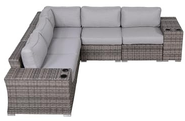 Living Source International Wicker/Rattan 4-Person Seating Group in Gray