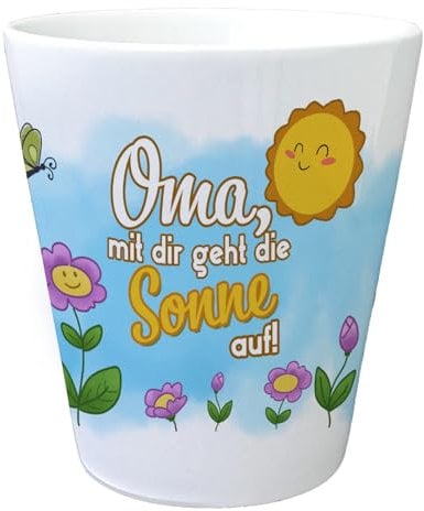 speecheese Blumenwiese Blumentopf mit Spruch Oma mit dir geht die Sonne auf für Omi Übertopf Schmetterlingen Sonnenschein Garten Liebe Großmutter