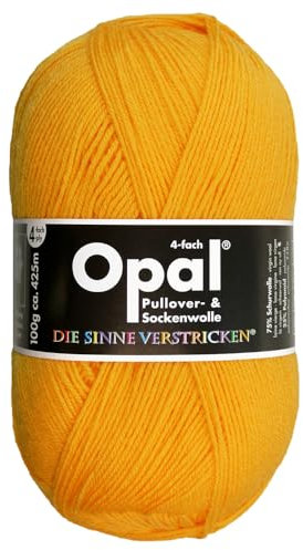 Frida's Wollhaus Opal 100 g Uni 4-fach Sockengarn Strümpfe Stricken filzfrei Wolle 35 Farben (5182 | Sonnengelb)
