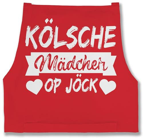 Shirtracer Schürze - & Fasching - Erwachsene - Kölsche Mädcher op Jöck I Köln Karneval I - 85x69 - Rot - männer kochen koeln faschings kölsch verkleidet kölner carnival koelsch rosenmontag kölscher