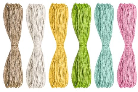 6 Fagots x 10 Mètres Ficelle de Jute décorative Multicolore Ruban de Couleur Corde Naturelle en Toile de Jute pour Le Jardinage, Le Bricolage, l'artisanat, l'emballage de Cadeaux, la fête (Susan)