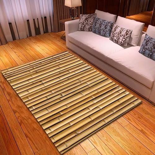 3D -Gedruckter Gelber Bambus Teppich Home Decor Schlafzimmer Teppich Babyspiel Krabbelteppich Für Wohnzimmer, Polyester-Soft-Touch, Leicht Zu Reinigen 200 X 300 cm -3P9R5V2