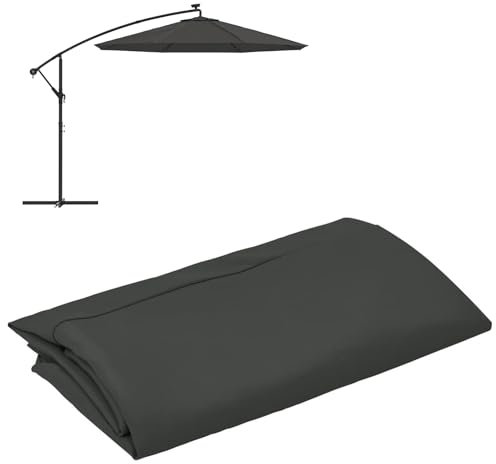 CLALER Sonnenschirm Ersatzbezug 350cm, Wasserdicht UV-Schutz Regenschirm Baldachin Abdeckung Ersatz, Outdoor Schirm Baldachin Ersatz Stoff, Kein Schirmständer, Anthrazit