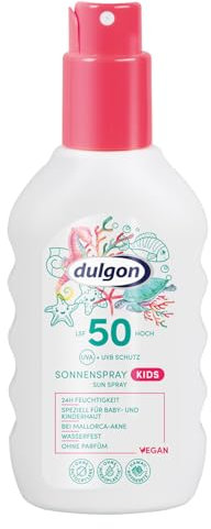 dulgon LSF 50 Sonnenspray Kinder 200ml - Sonnencreme ohne Octocrylene - Schutz vor UVA & UVB Strahlung - Kinder Sonnencreme 50 wasserfest, parfümfrei, vegan & mikroplastikfrei - Baby Sonnenschutz