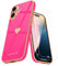 Teageo for iPhone 16 Case with 2 Screen Protector Heart Pattern for Women Girls Luxury Bling Plating Soft TPU Anti-Scratch Shockproof Bumper Phone Case for iPhone 16, Hot Pink