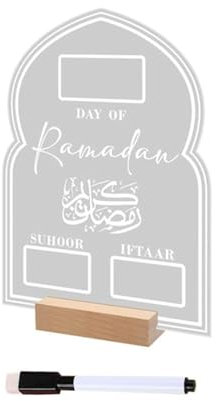 WAZUBC Ramadan Adventskalender, Acryl Countdown Kalender Acryl Ramadan Countdown Kalender für Ramadan Kareem Tischdekoration (F)