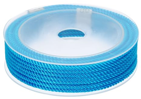 Rebower Corde Tressée De Finition 3mm / 7.6 Yards 0.12 inch Bleu Lac | Fil Toronné En Nylon, Corde Fil Tressé Cordon Finition, pour Couture Décoration Maison Artisanat