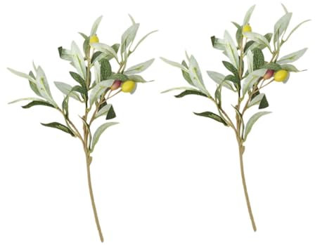 HOLIDYOYO Künstliche Olivenzweige Aus Kunststoff 2 Stück Pflegeleicht Für Wohnraumdekoration Tischdeko Und Büro Wandgestaltung