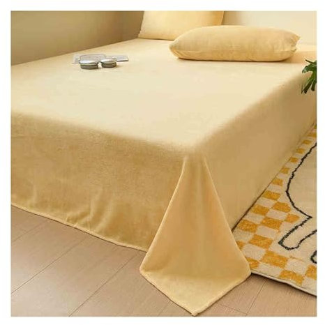Flanell Bettlaken Flauschige Warme Betttuch Cashmere Touch Laken Leintuch Haustuch ohne Gummizug vielen Größen und Farben(Yellow,160x230cm)