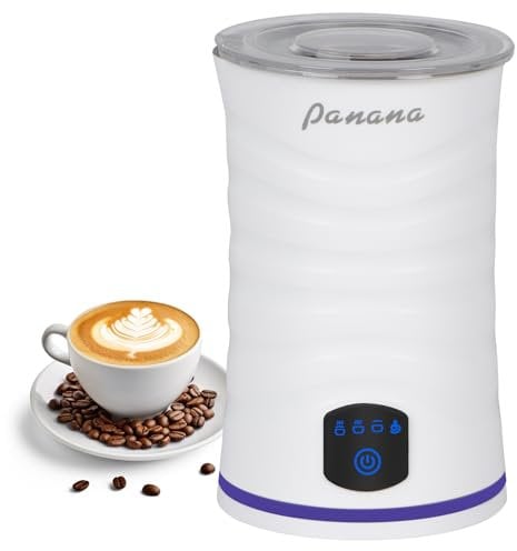 Milk Frother Electric 4 in 1 Automatic Frother and Milk Steamer, 430ml Hot & Cold Milk Warmer, Auto Shut-Off, Temprature Control for Coffee, Latte, Cappuccino (White, Without Handle)