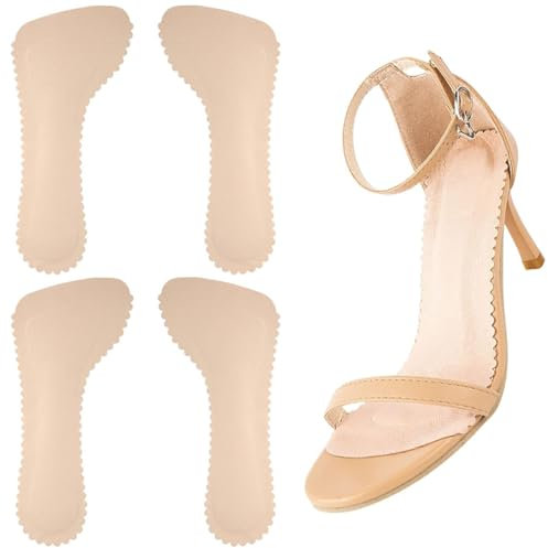 JEYORZY 2 Paar rutschfeste Einlegesohlen, Heel-Innensohlen, Gel-Dämpfungseinlagen für Damen, weiche Einlegesohlen für Sandalen, Einlegesohlen für Damen, selbstklebende Einlegesohlen, Fleischfarbe