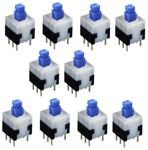HeyNana - Micro-interrupteur Push Button 7 x 7 mm, 10 unités, pour protoboard et soudure, 6 broches