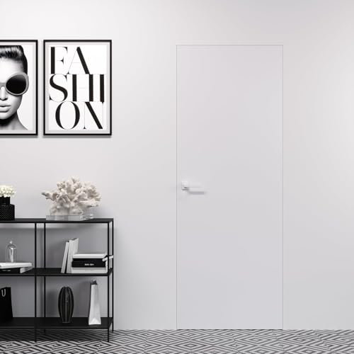 Porte Italiane, Porta Raso Muro con Serratura Magnetica, Filomuro per Muratura o Cartongesso, Easy Wall BIANCA PRONTA CONSEGNA da 60x210 spingi SX - tira DX