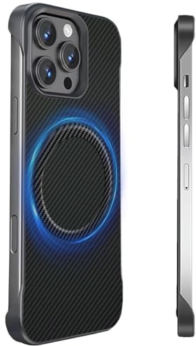 FAOMSEBS for iPhone 15 Pro Case, Borderless Carbon Fiber Texture Black | Compatible with MagSafe, Bare Phone Feel, Ultra-Thin, Heat Dissipation and Resilient Hard PC Cover for Office and Meeting