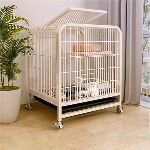 Katzenkäfig - Katzengehege 4 Universalrädern, Katzenkäfig Katzengehege Outdoor/Indoor Kleintierkäfig Katzen Transportbox Katze Gehege für Kleintiere Balkon Leicht Zu Montieren (Weiß, Klein)