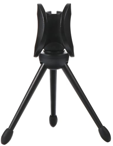 WEKADRIN Mini Foldable Plastic Microphone Tripod Stands Desktop Mic Holders for Live Streaming Company Meetings Podcast Recording Scratch-resistant Table Support in Black